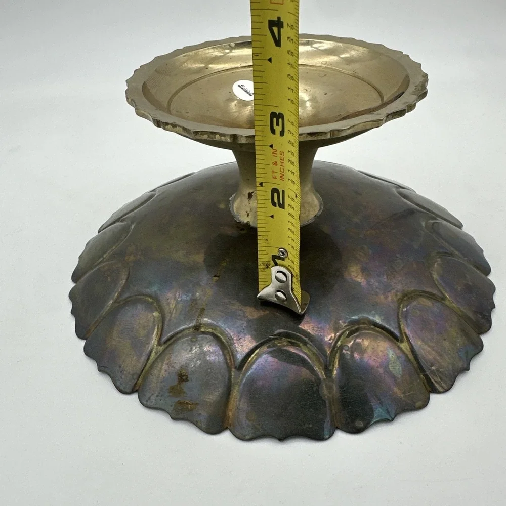 Vintage Antique Mottahedeh Brass Footed Candy Dish Decor Holder 4